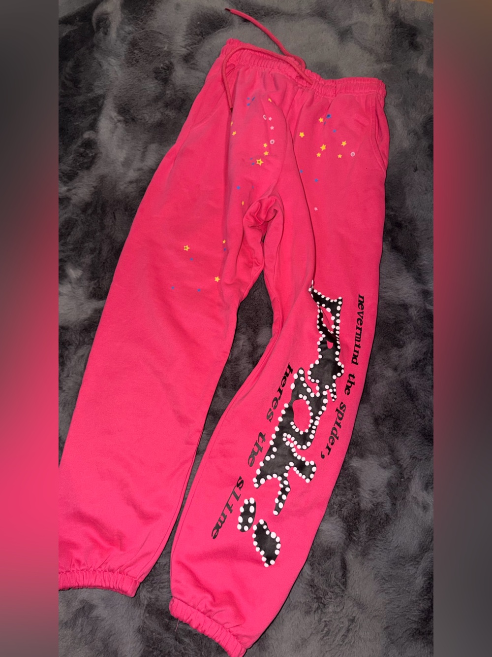 Spider Bright Pink Graphic Bottoms with Star Accents